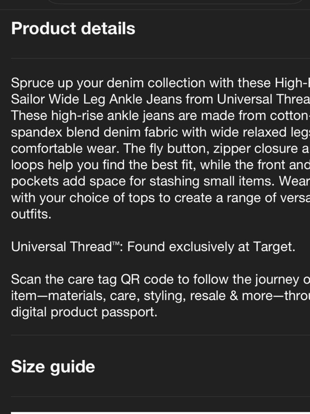 Universal Thread Sailor Wide Leg Ankle Jeans - Picture 10 of 11